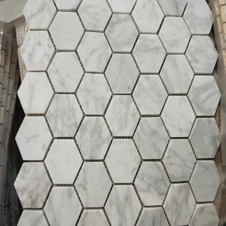 Carrara Marble Hexagon Mosaic Tiles (1)