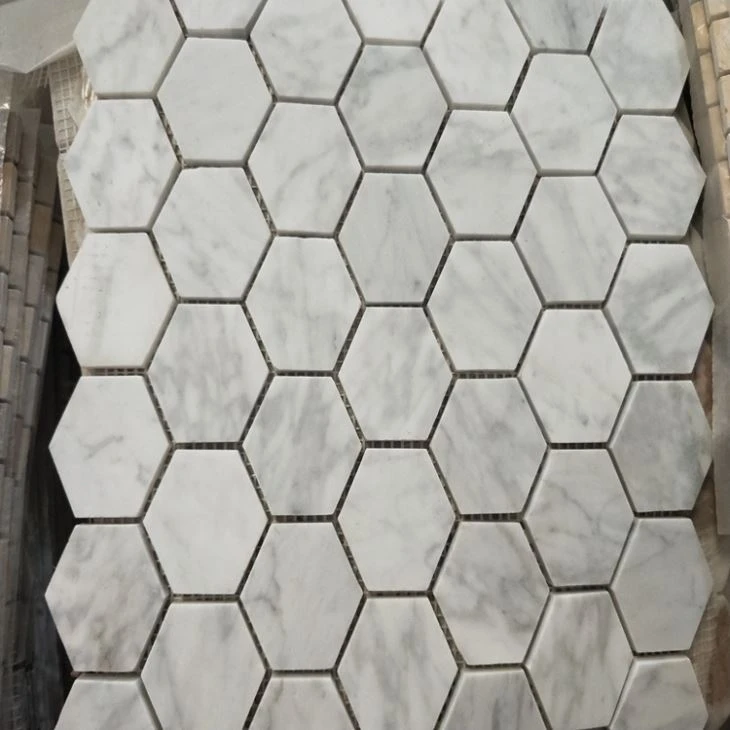 Carrara Marble Hexagon Mosaic Tiles Carrara Marble Hexagon Mosaic Tiles