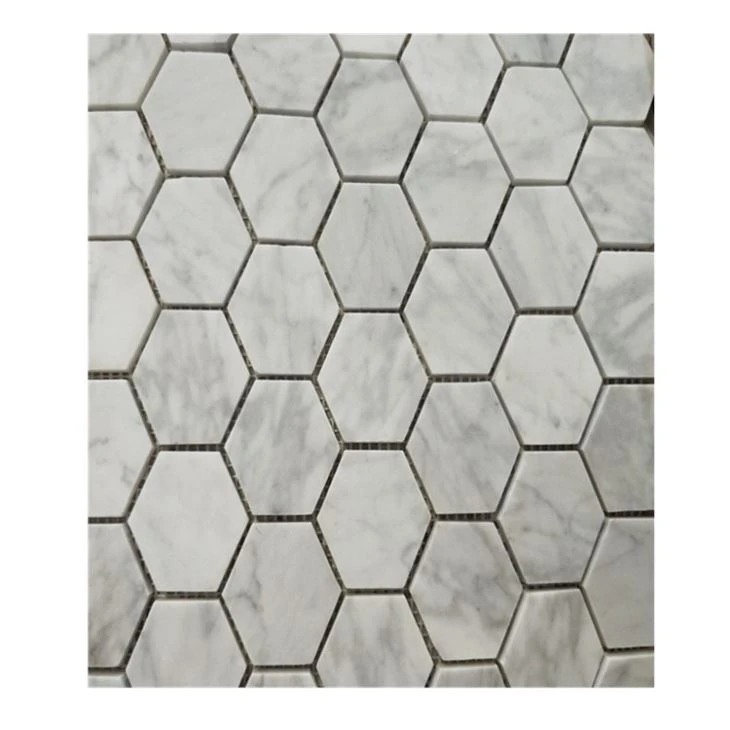 Carrara Marble Hexagon Mosaic Tiles (2) Carrara Marble Hexagon Mosaic Tiles (2)