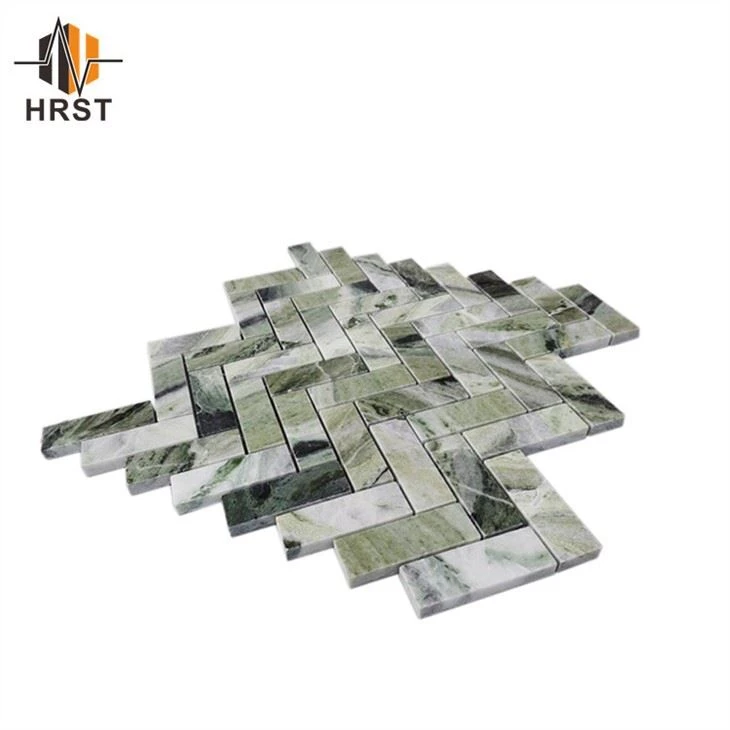 Herringbone New Ice Jade Emerald Green Marble Mosaic